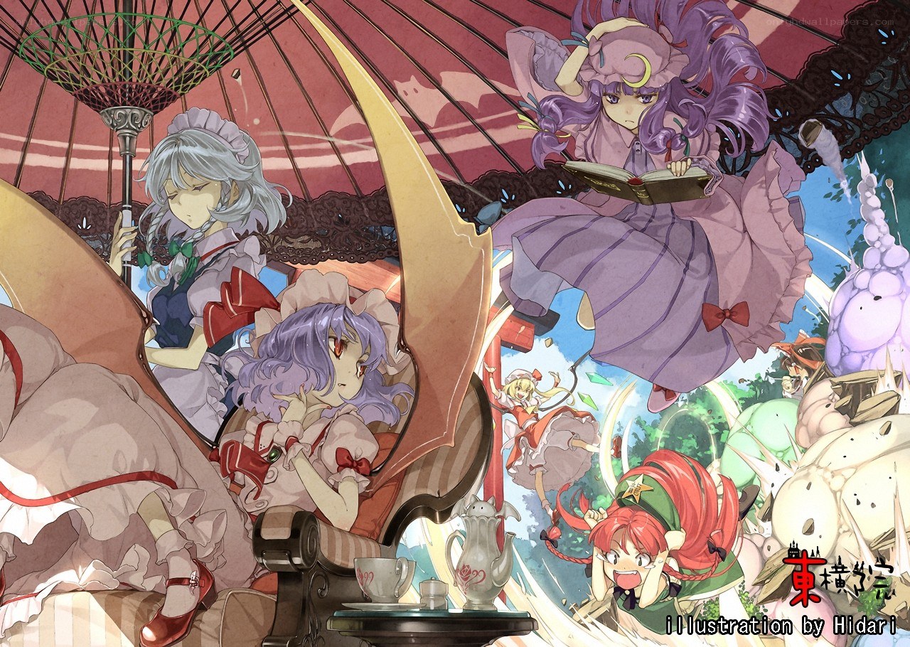 Touhou characters in a chaotic scene