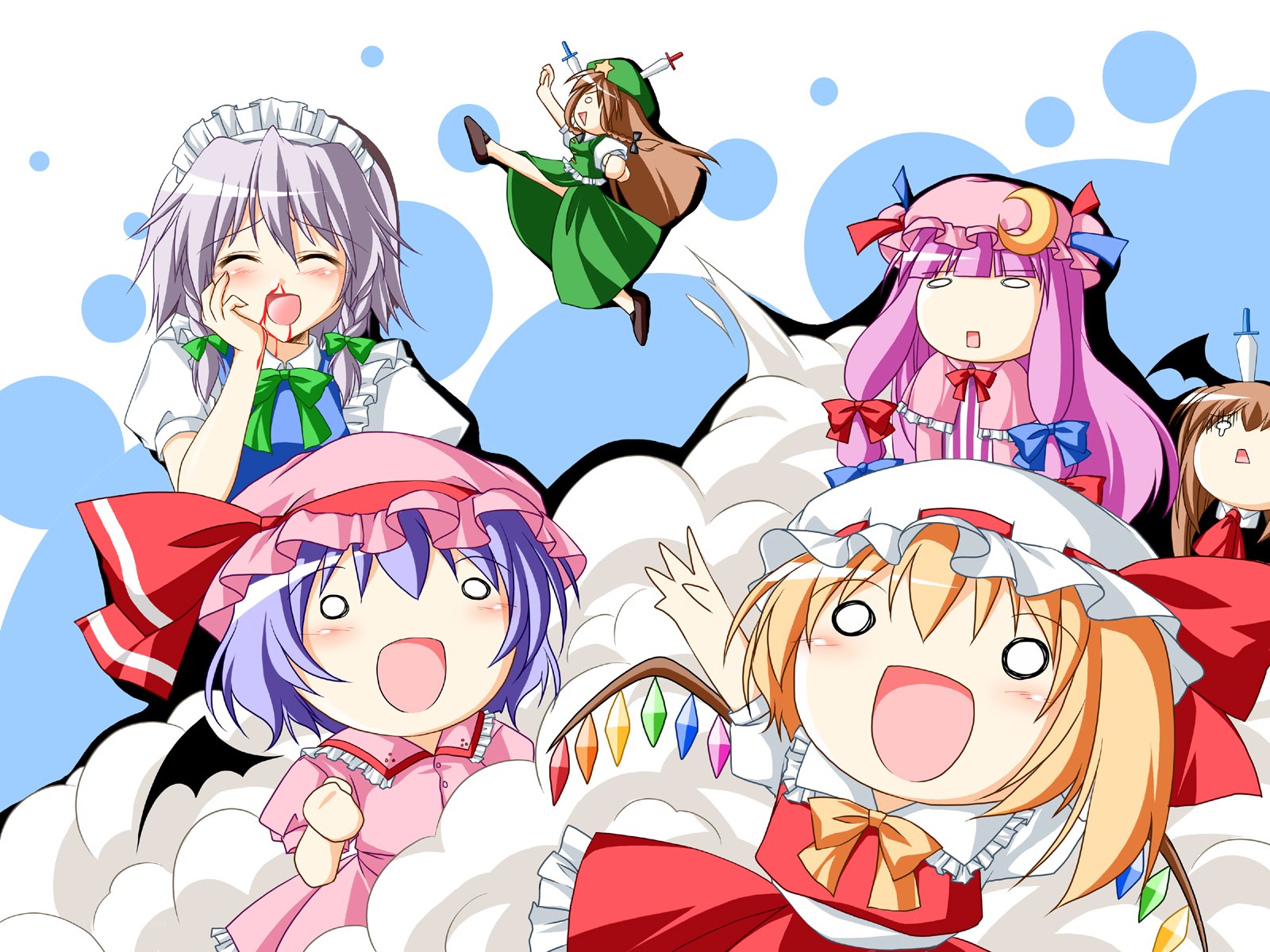 Touhou characters in a chaotic scene