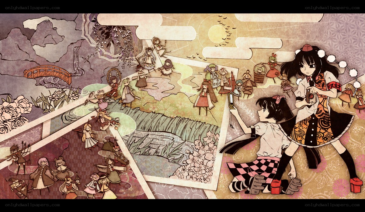 Touhou characters in a collage