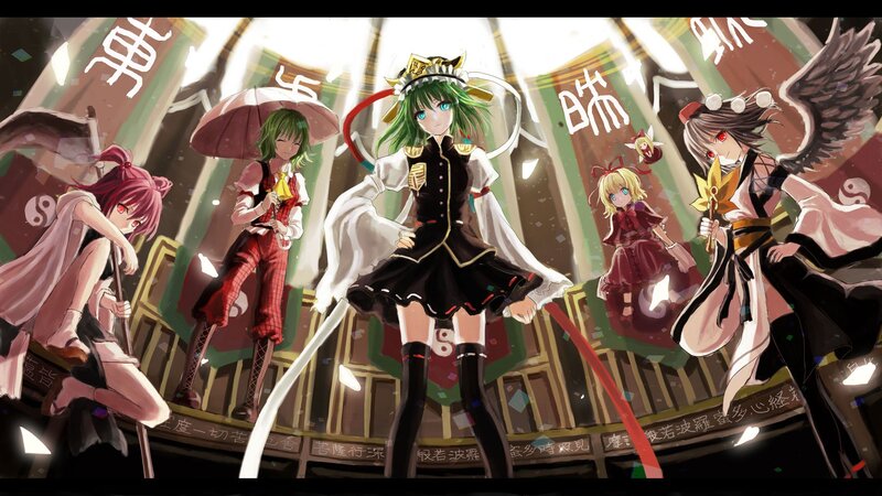 Touhou characters in a festival scene
