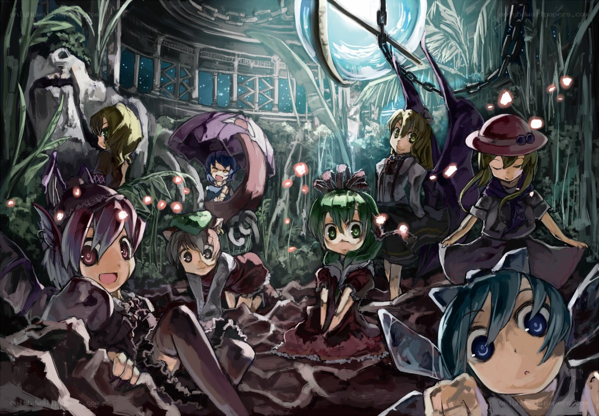 Touhou characters in a forest