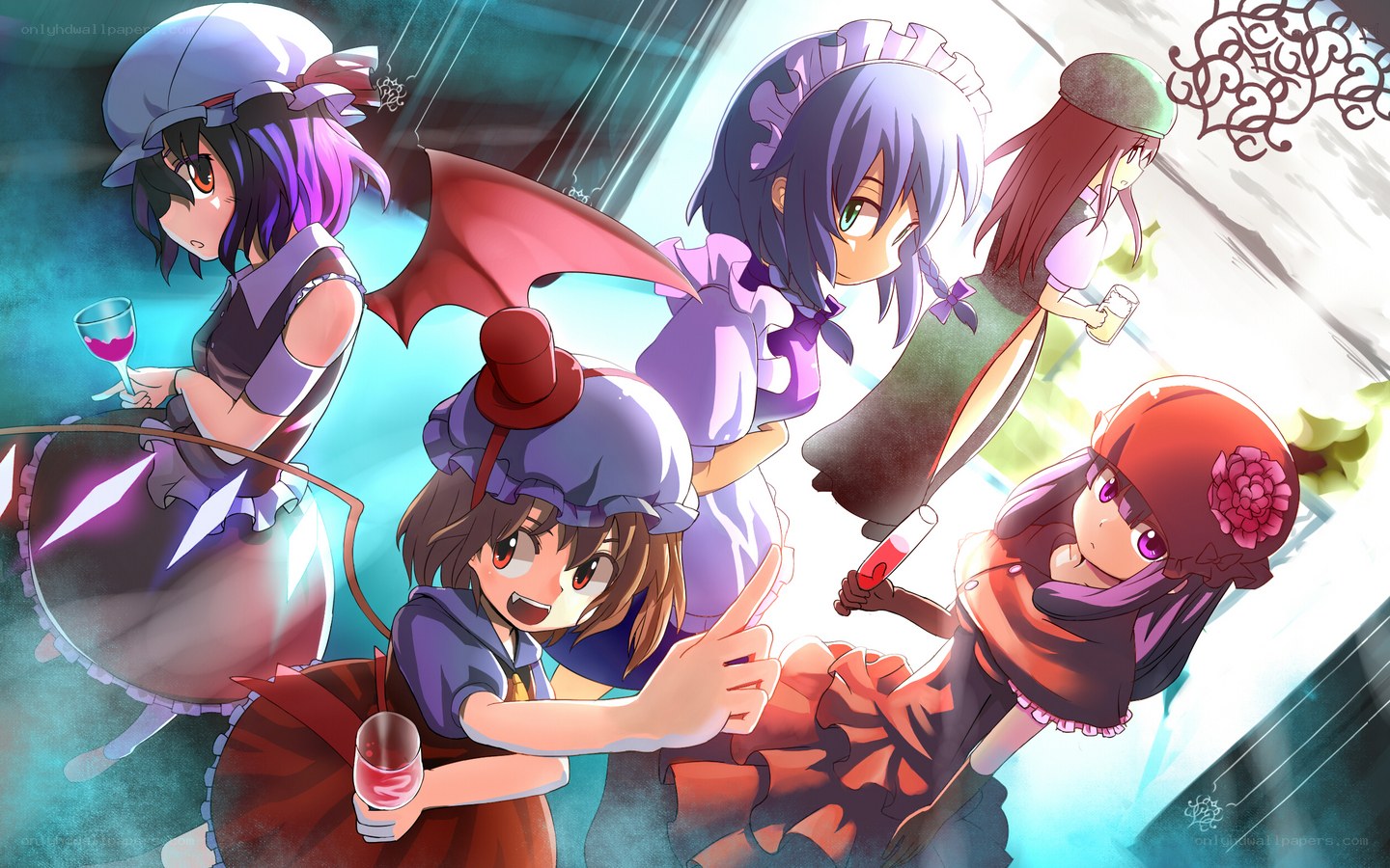 Touhou characters in a party