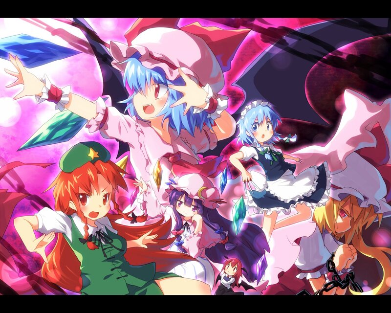 Touhou characters in action