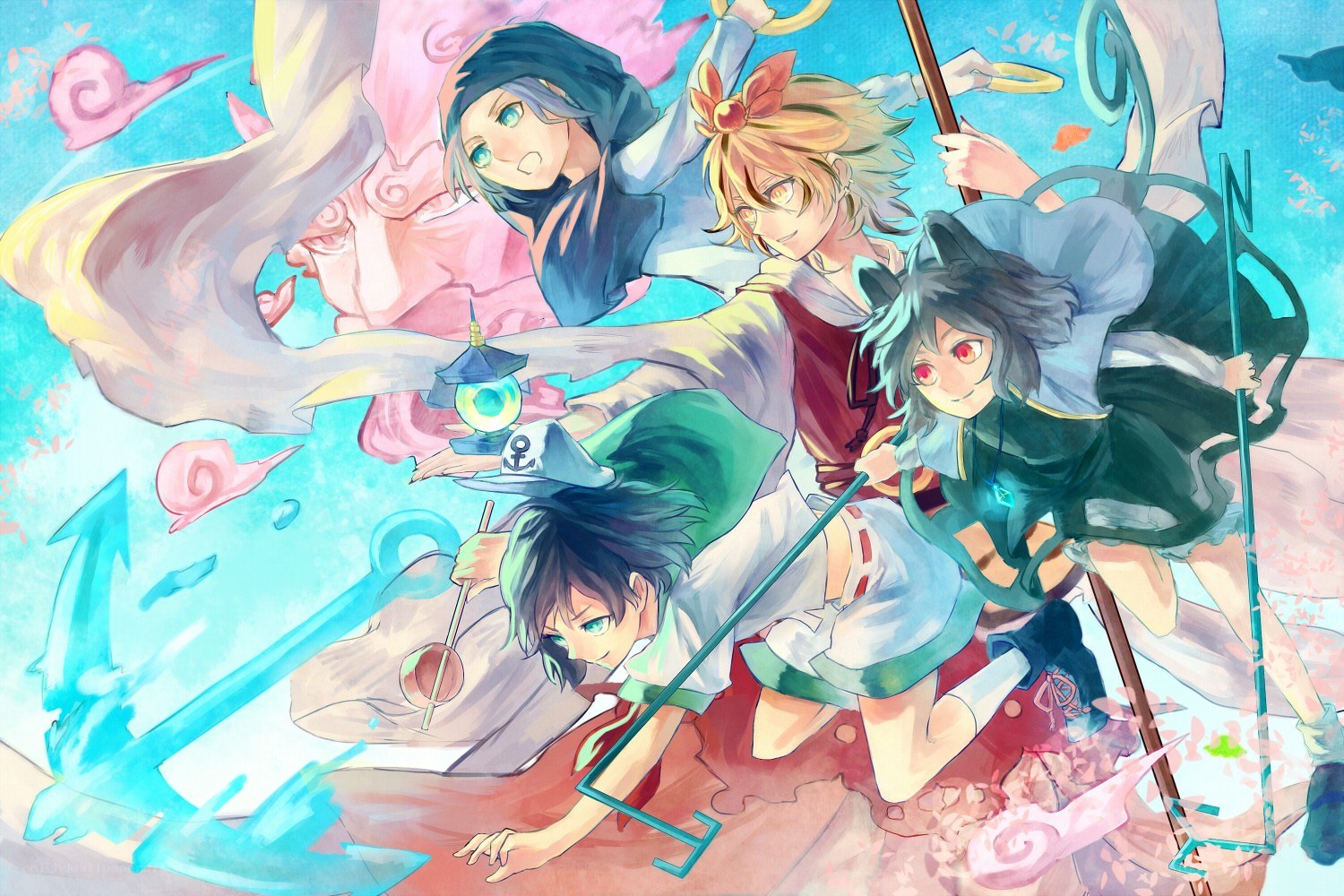 Touhou characters in action