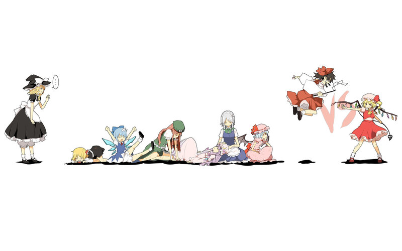 Touhou characters in battle