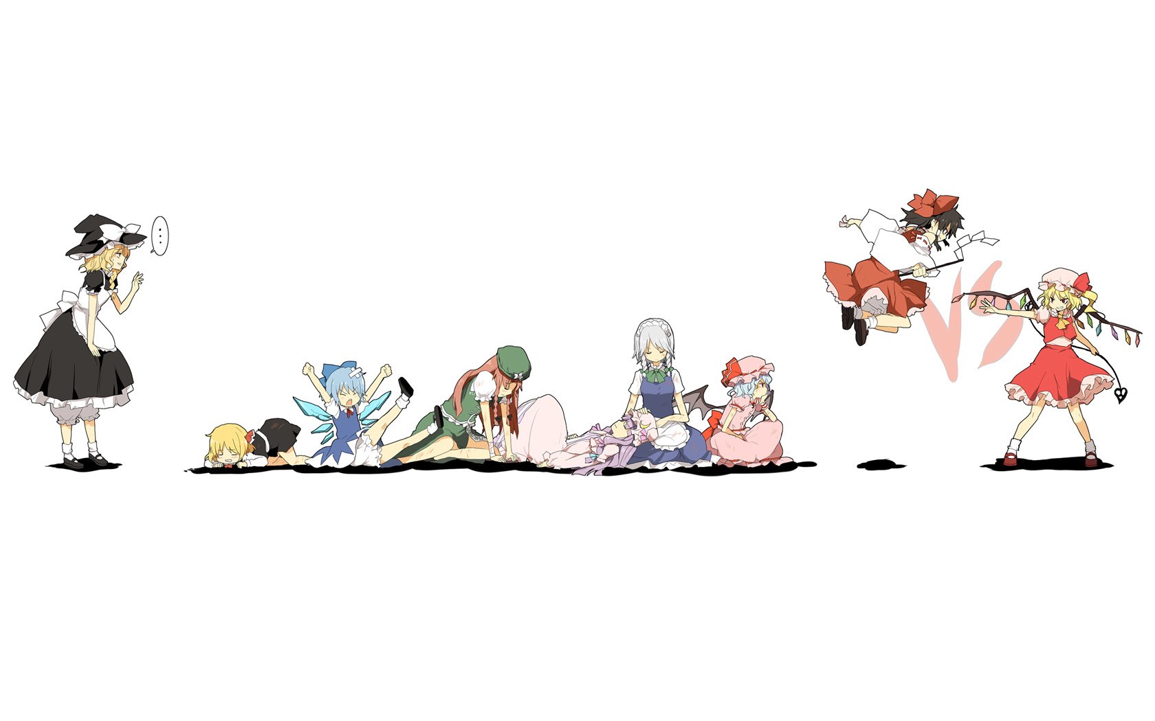 Touhou characters in battle