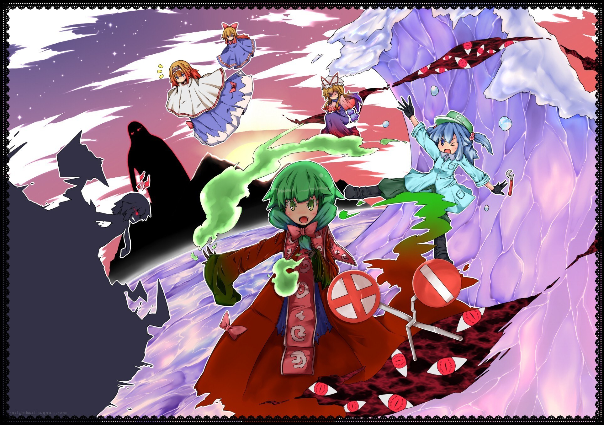 Touhou characters in chaotic scene