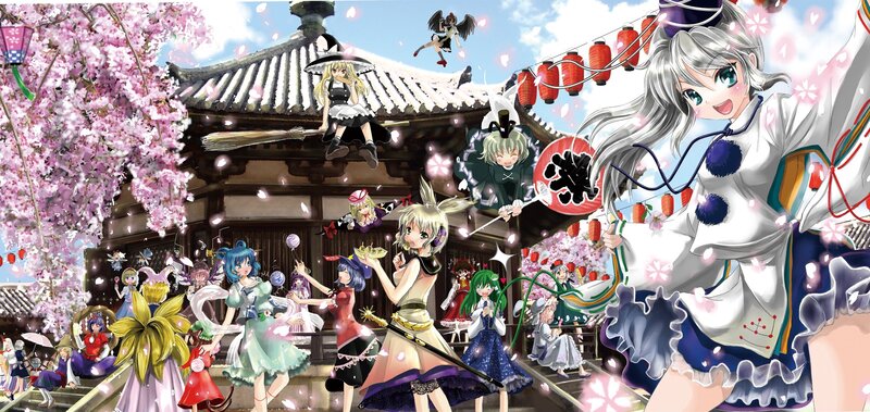 Touhou characters in cherry blossom festival