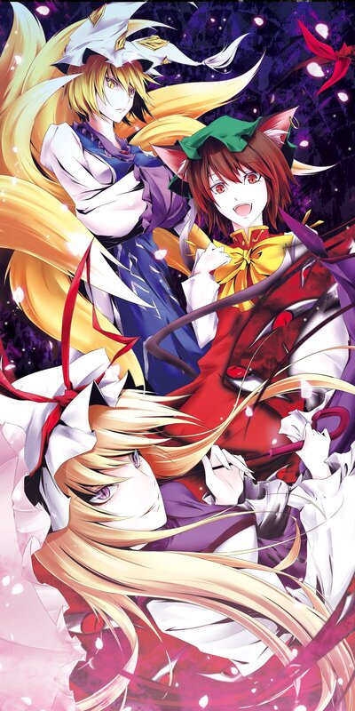 Touhou characters in dynamic pose