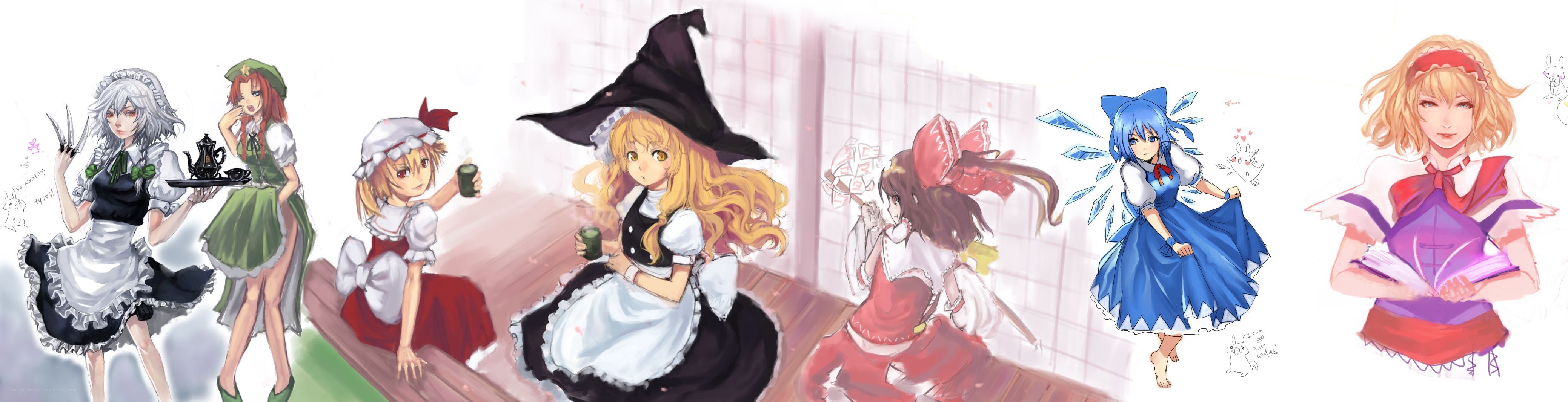 Touhou characters in maid outfits