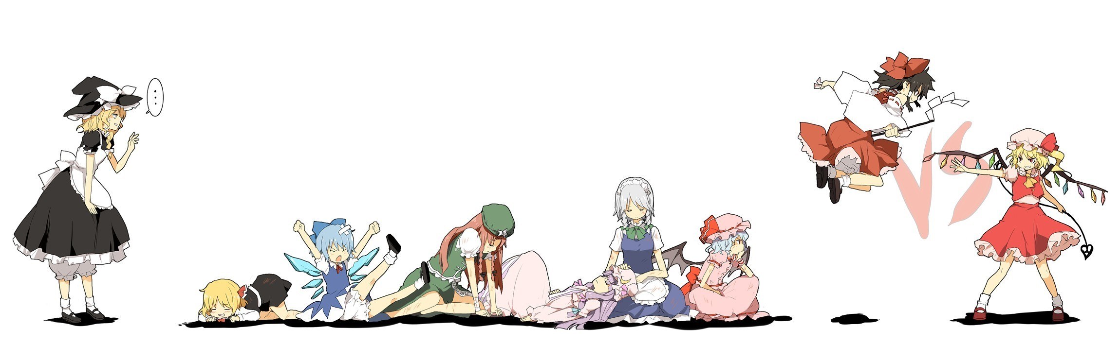 Touhou characters in various poses