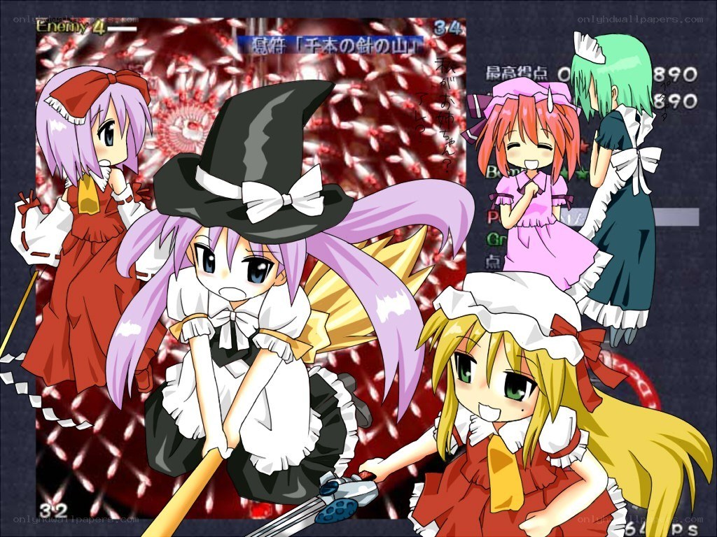 Touhou game screenshot with characters