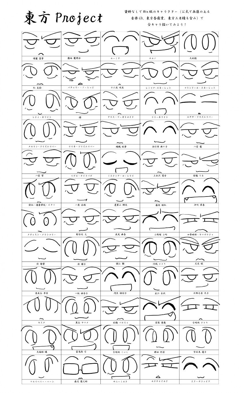 Touhou Project character expressions