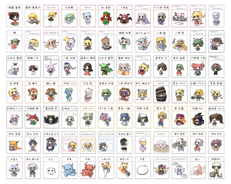 Touhou Project character grid
