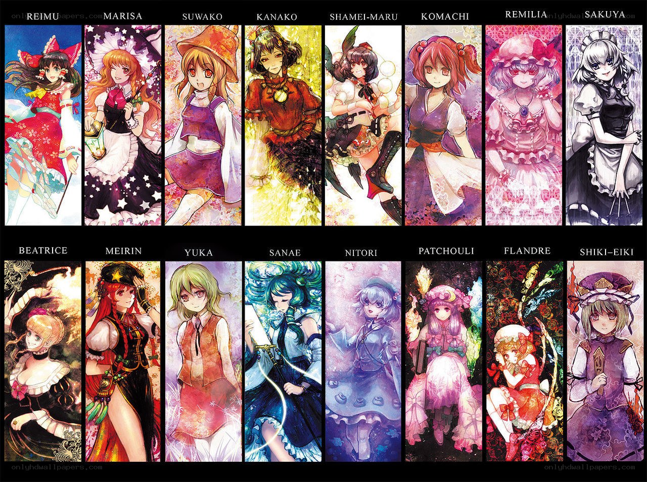 Touhou Project character lineup