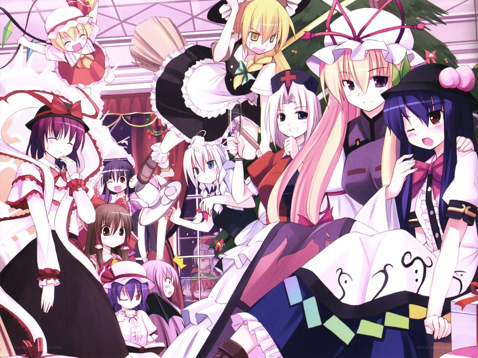 Touhou Project characters at a party