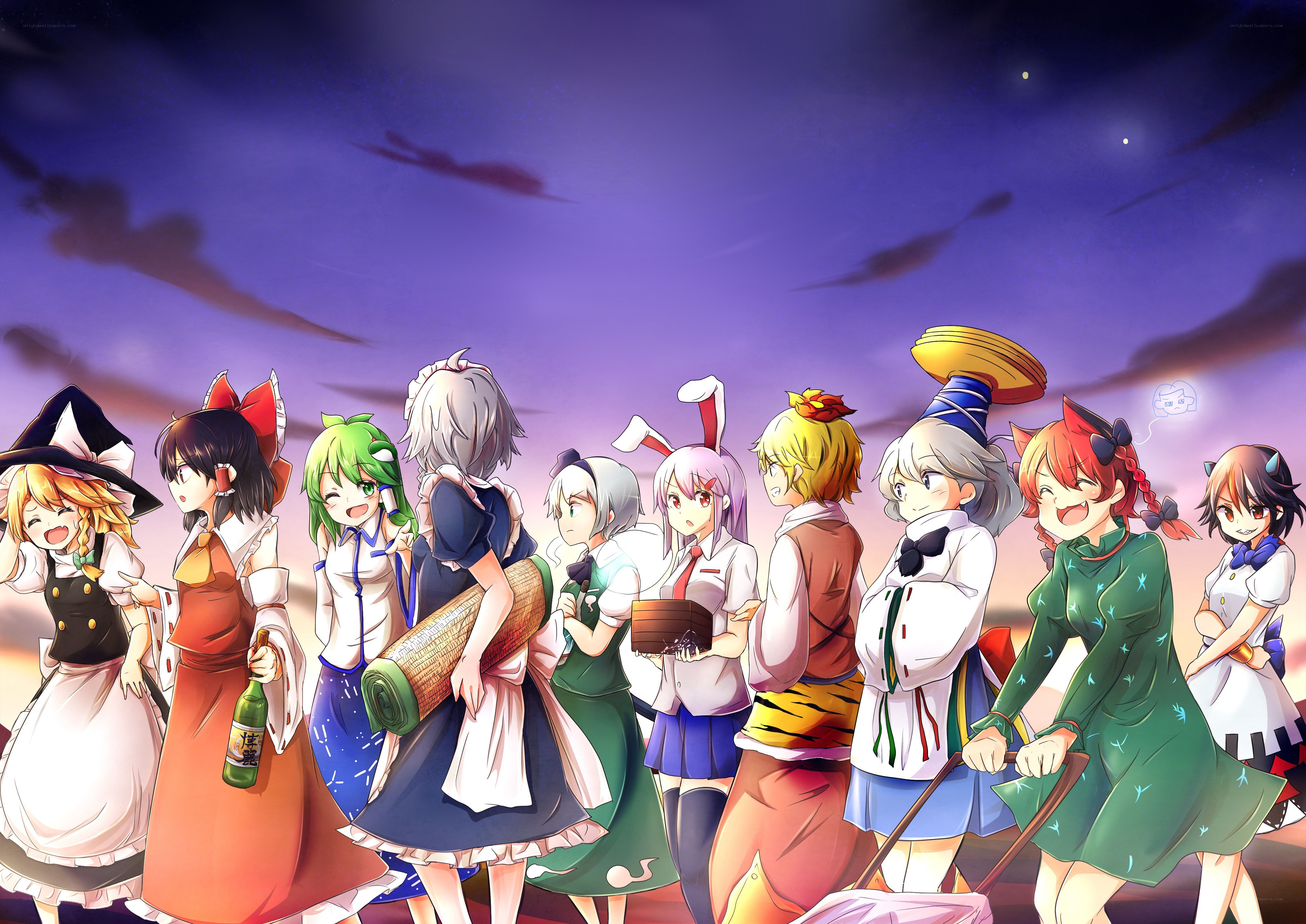Touhou Project characters at dusk