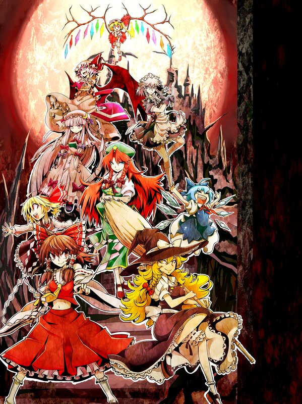 Touhou Project characters in a fantasy scene