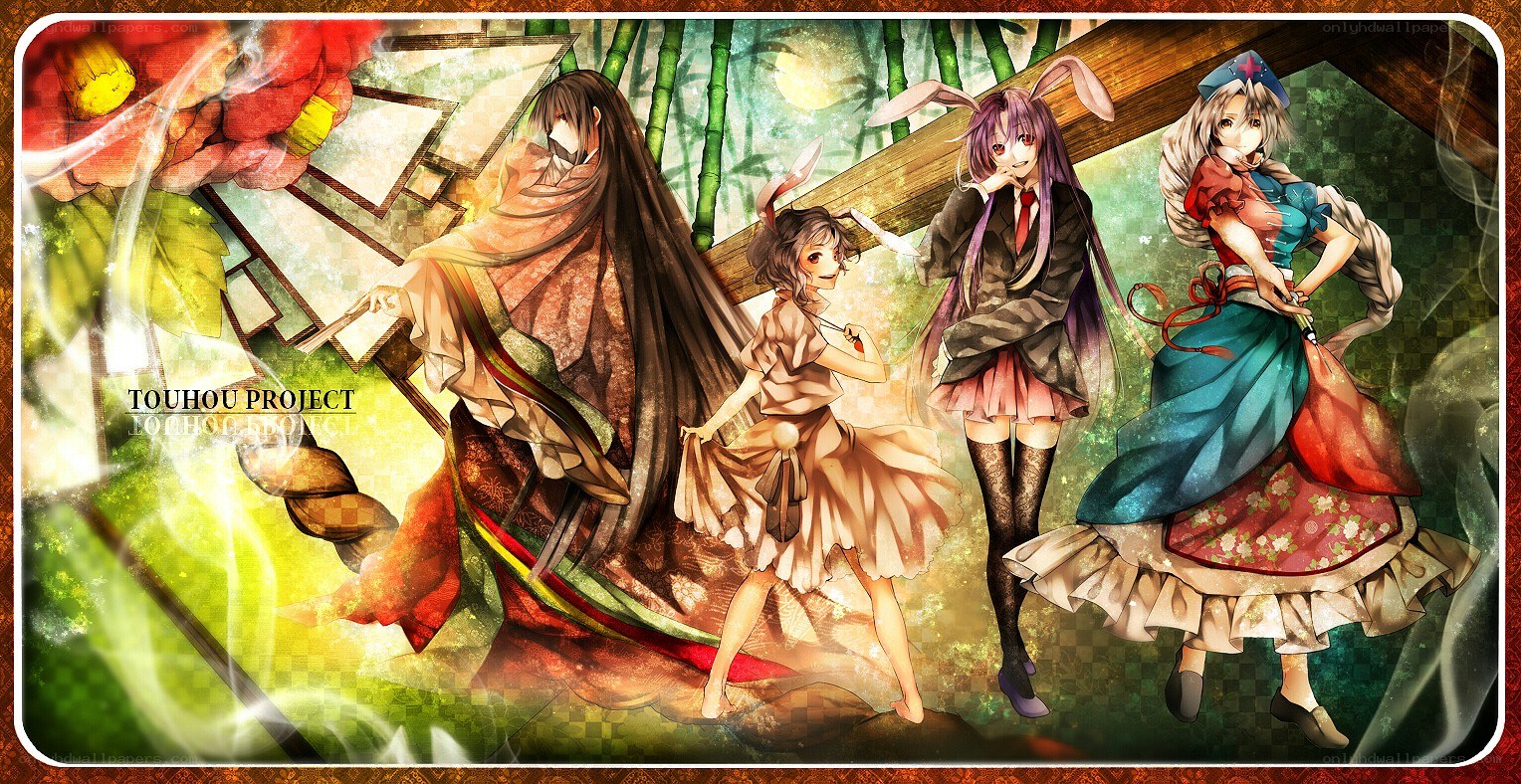 Touhou Project characters in a forest