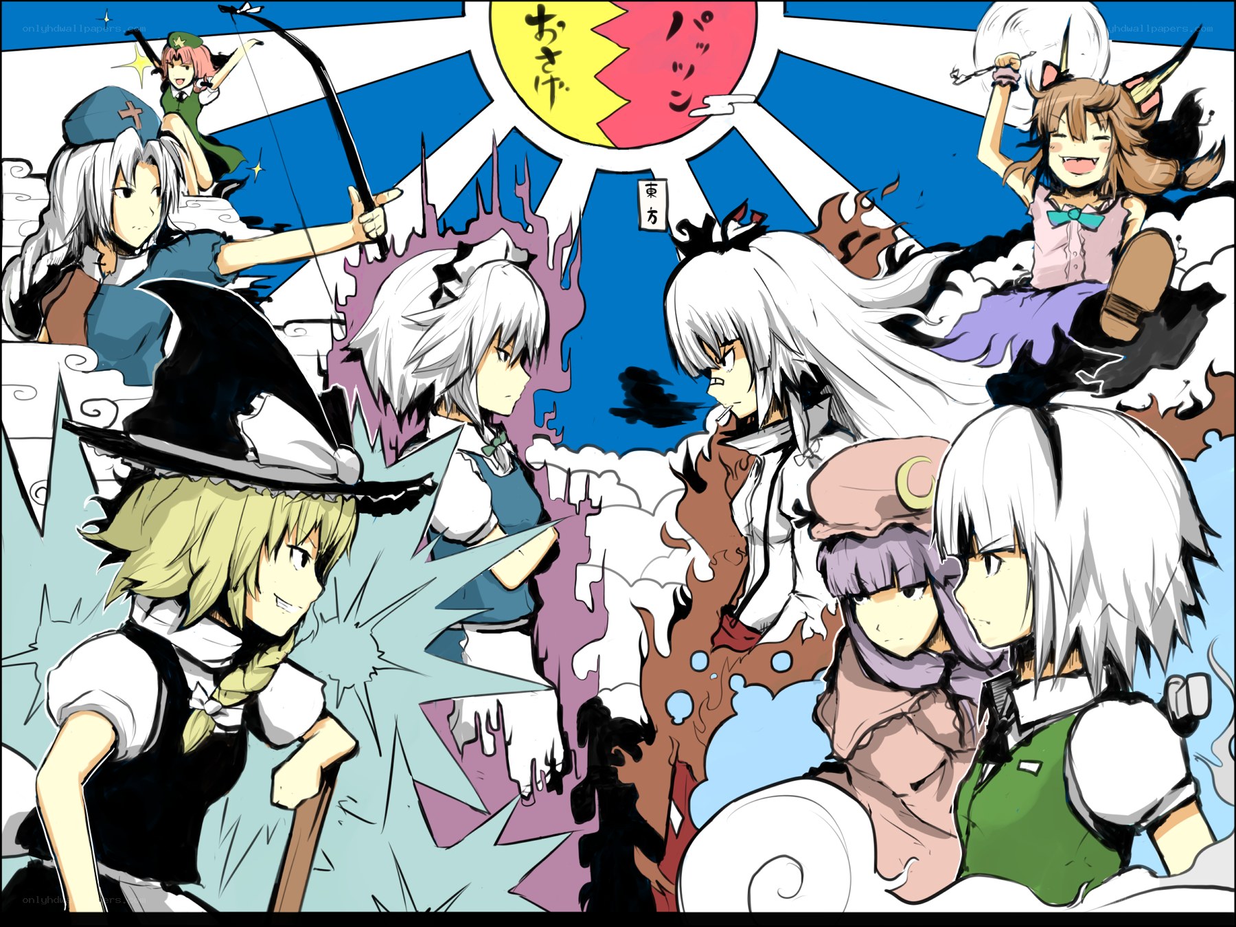 Touhou Project characters in action