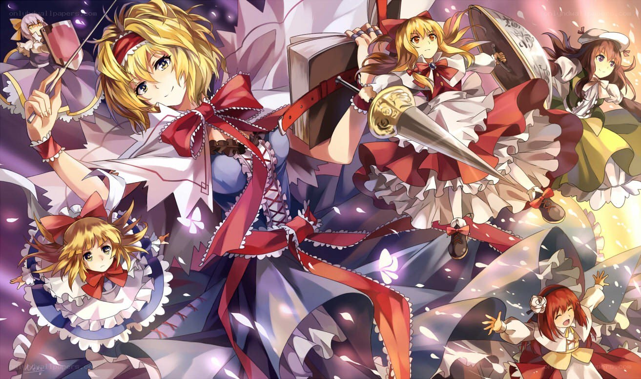 Touhou Project characters in action