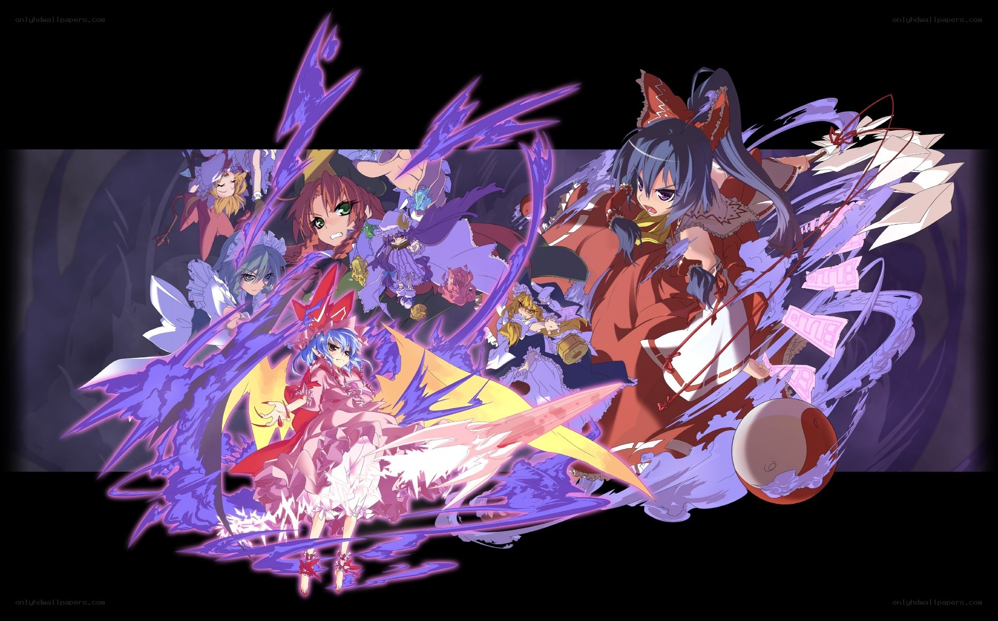 Touhou Project characters in action