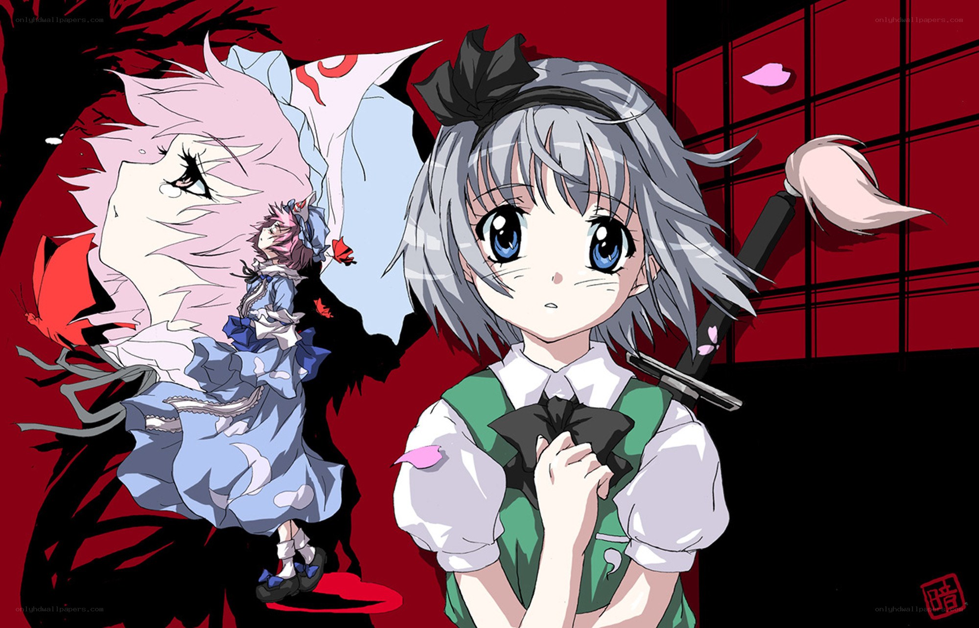 Touhou Project characters in action