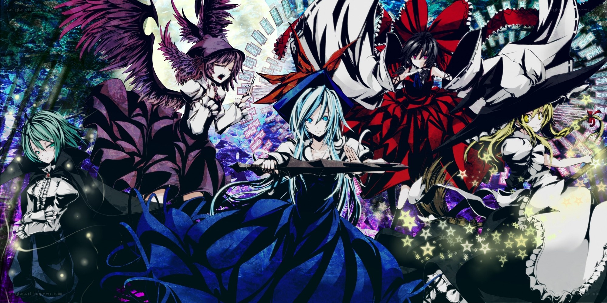 Touhou Project characters in action