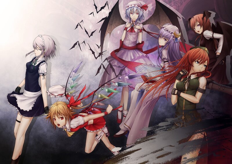 Touhou Project characters in action