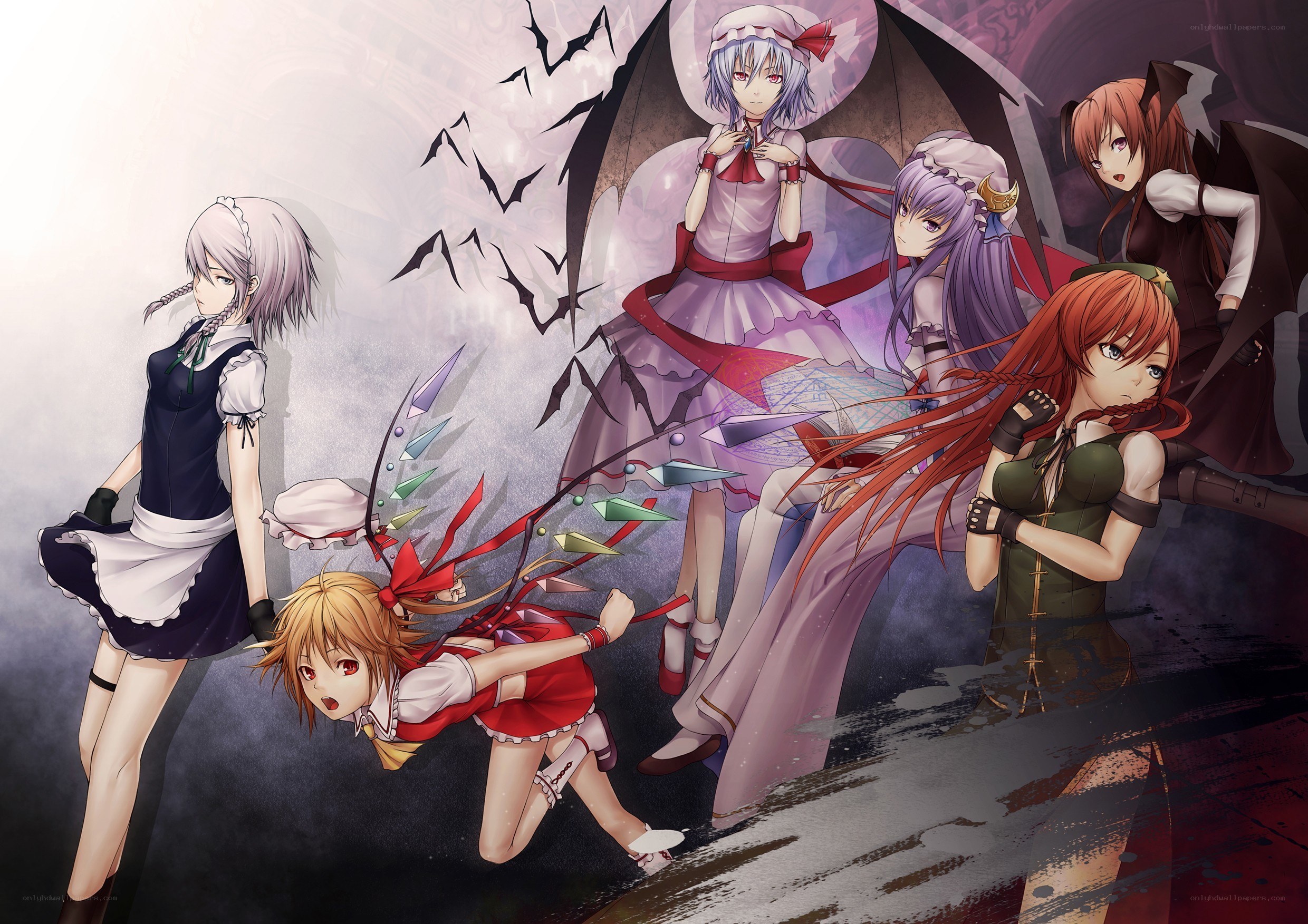 Touhou Project characters in action