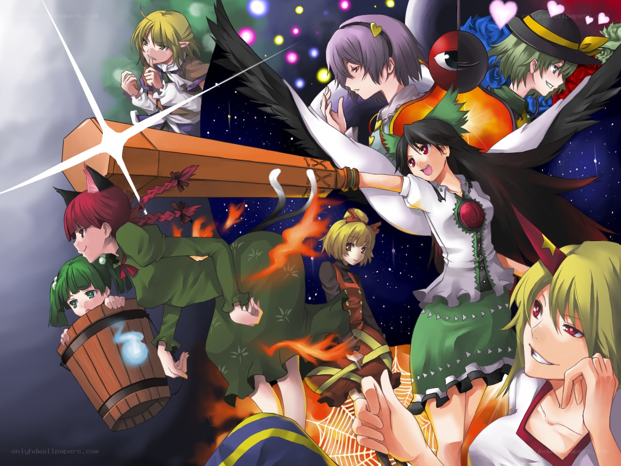 Touhou Project characters in action
