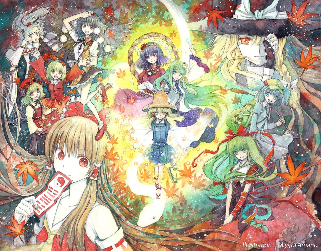 Touhou Project characters in autumn