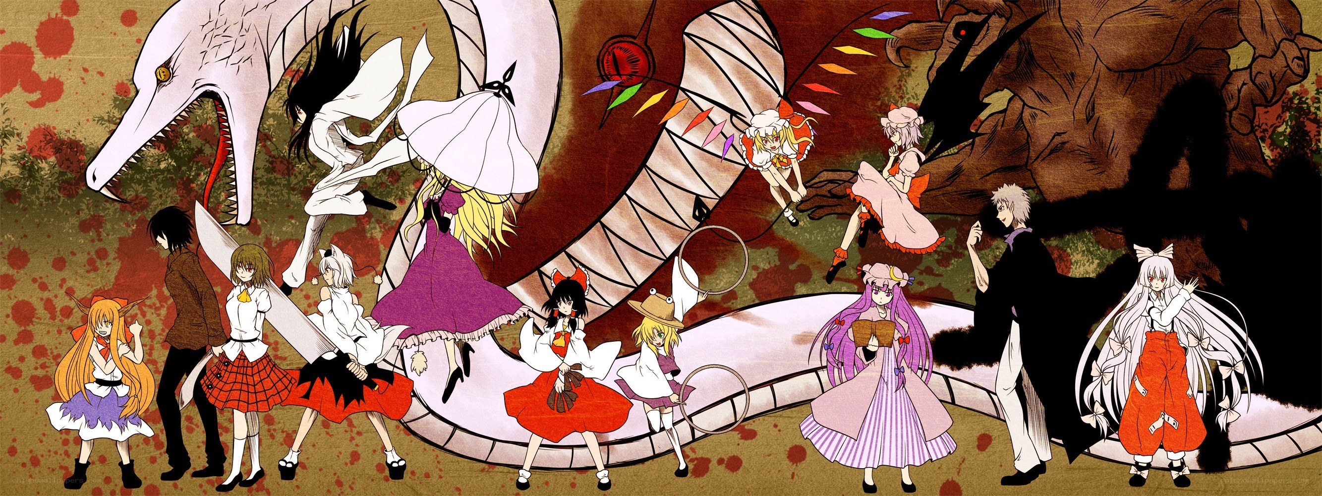 Touhou Project characters in battle