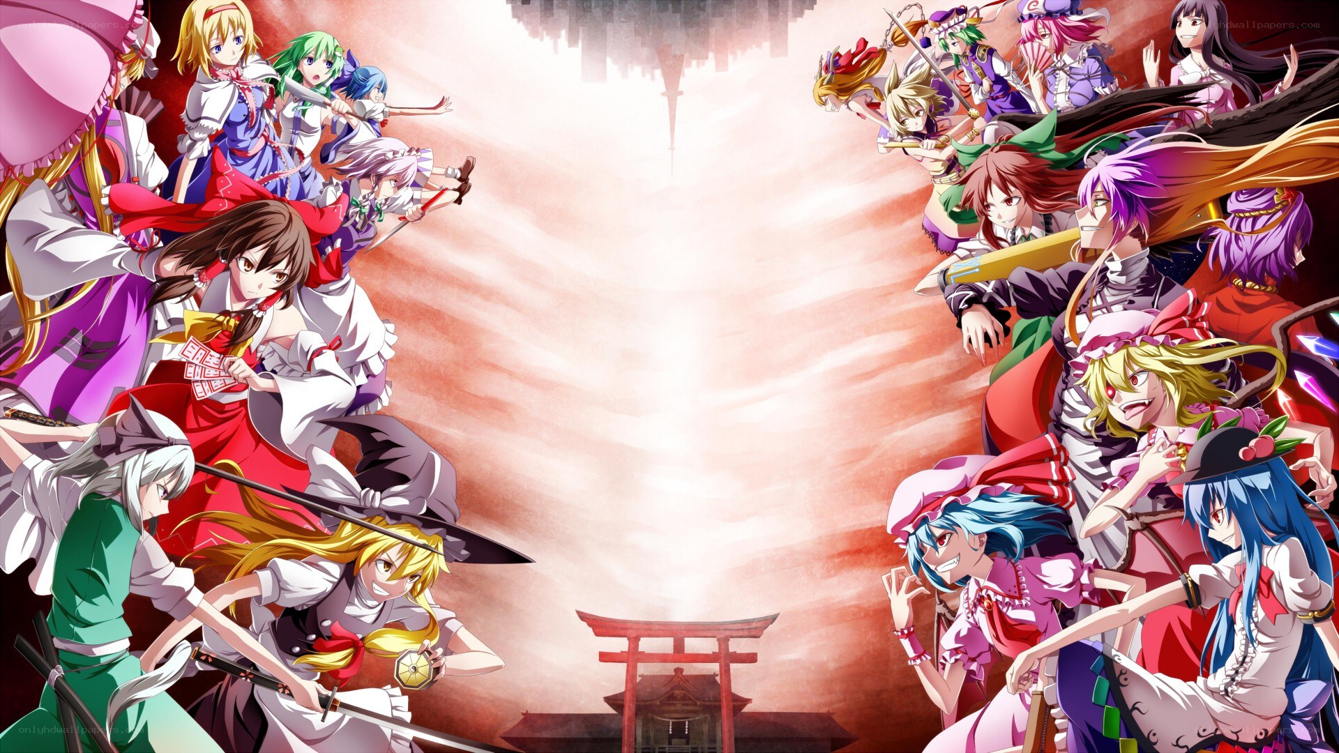 Touhou Project characters in battle