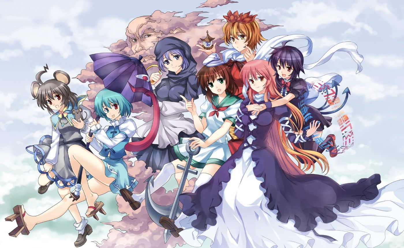 Touhou Project characters in flight