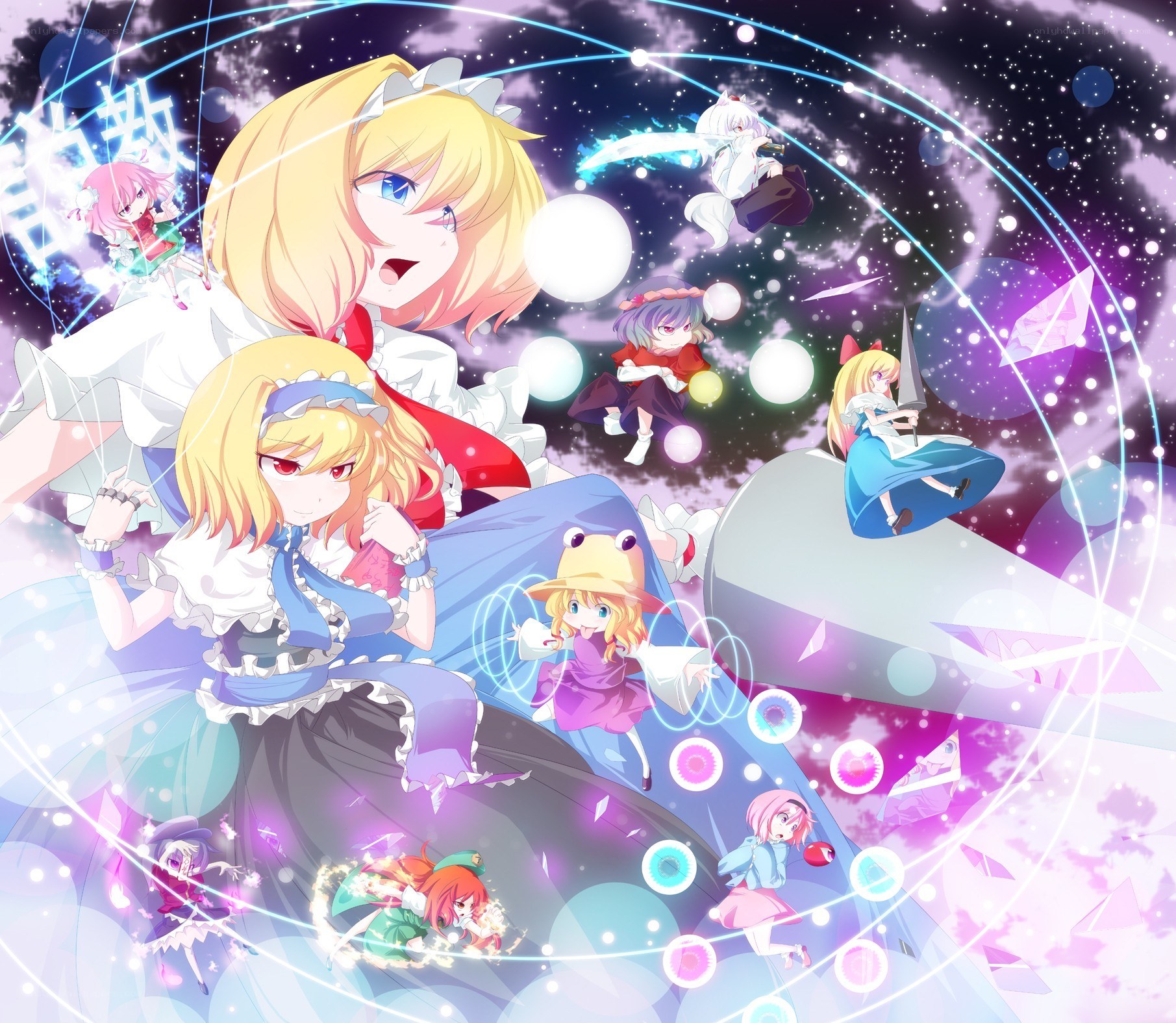 Touhou Project characters in space