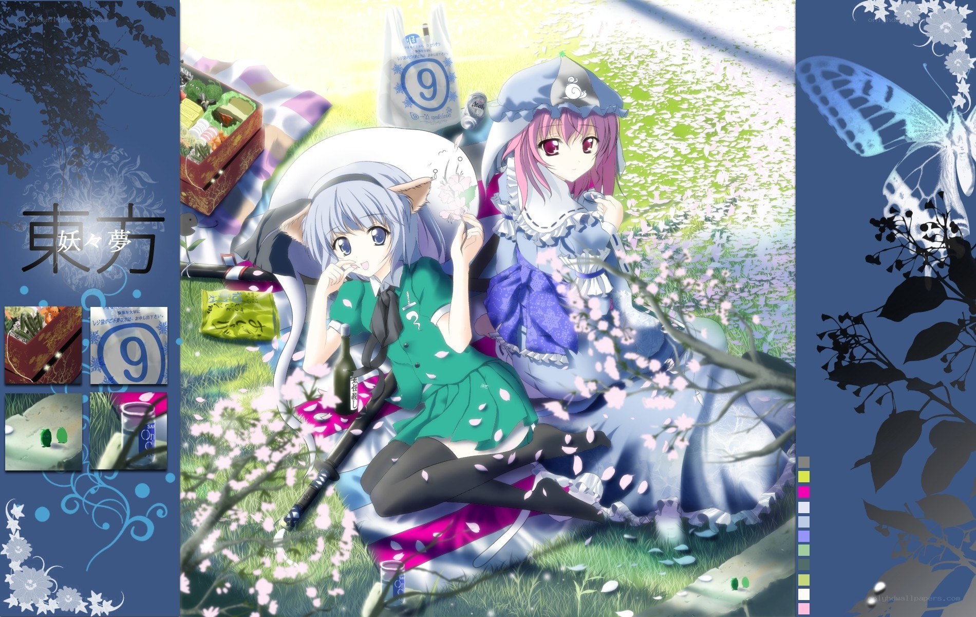 Touhou Project picnic scene