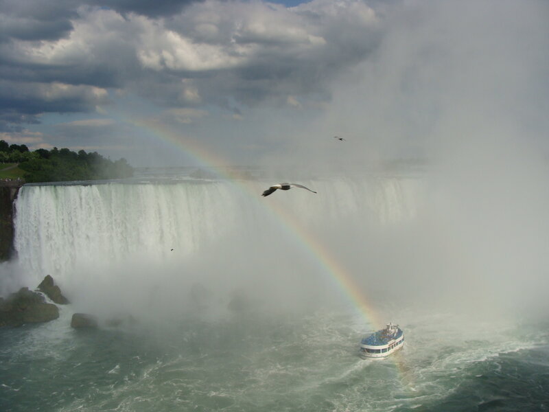 Tour Boat at Waterfall — White