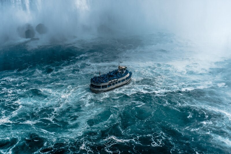 Tour Boat in Waterfall Mist
