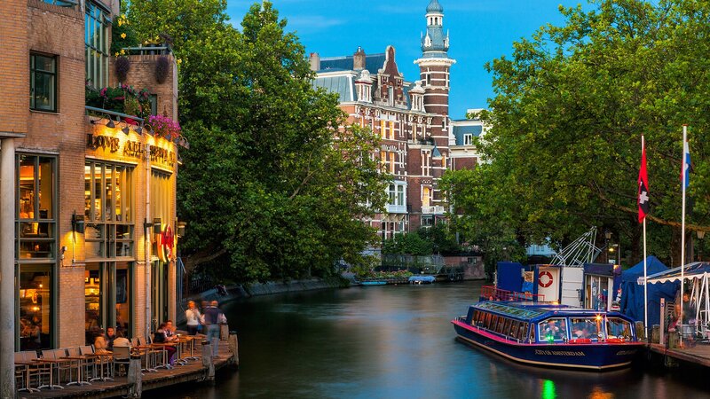 Tour Boat on Canal — Blue