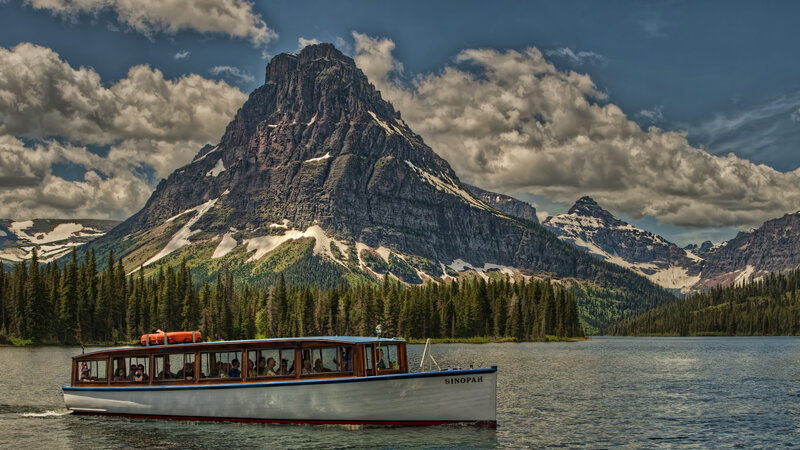 Tour Boat on Lake — Blue