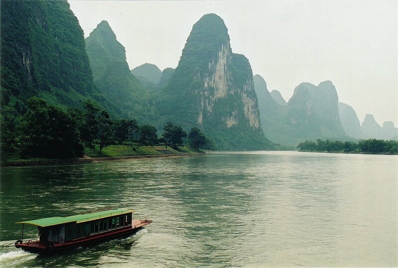 Tour Boat on River — Green