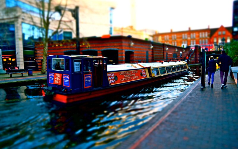 Tourist Boat on Canal — Blue