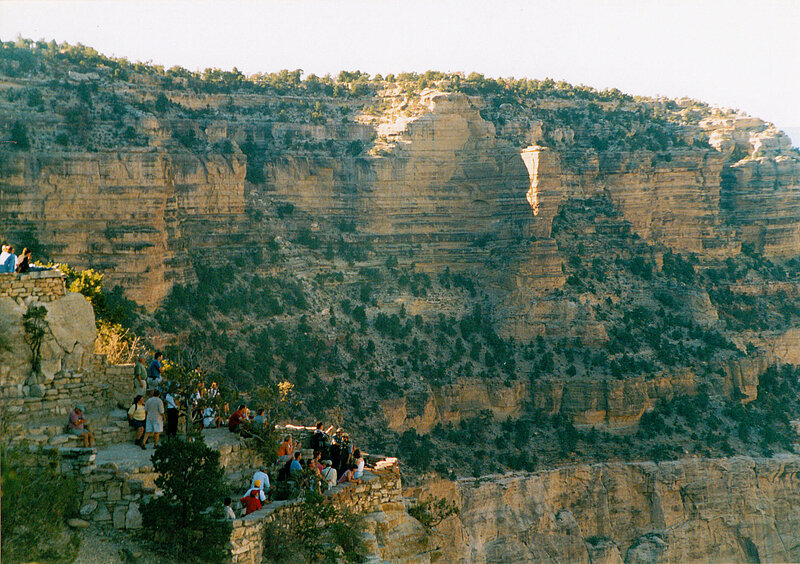 Tourists at a canyon overlook