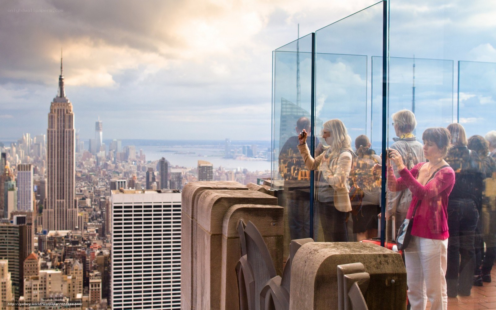 Tourists at a city observation deck