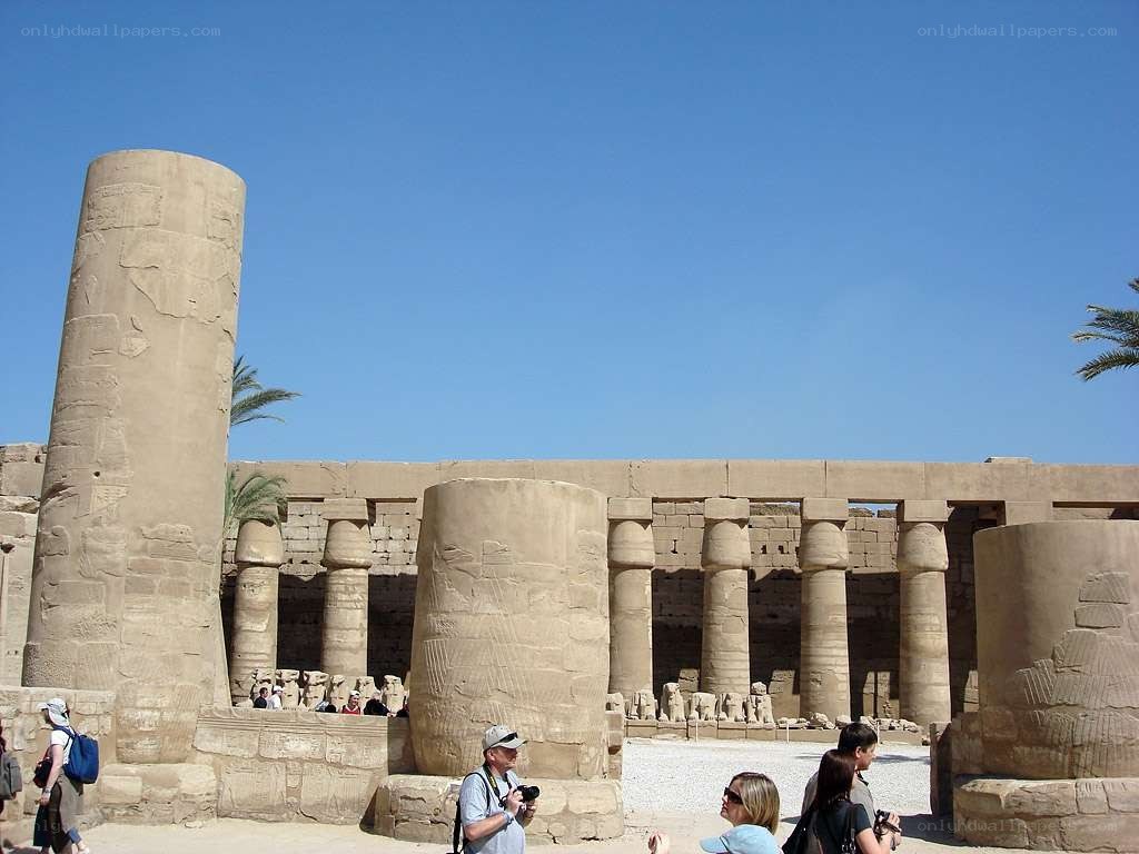 Tourists at an ancient temple