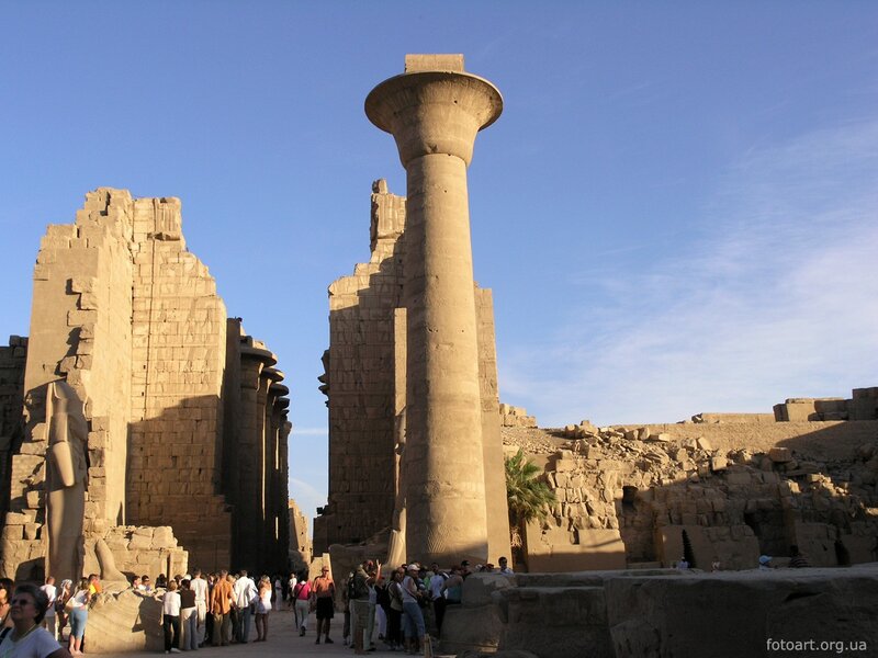 Tourists at ancient Egyptian temple