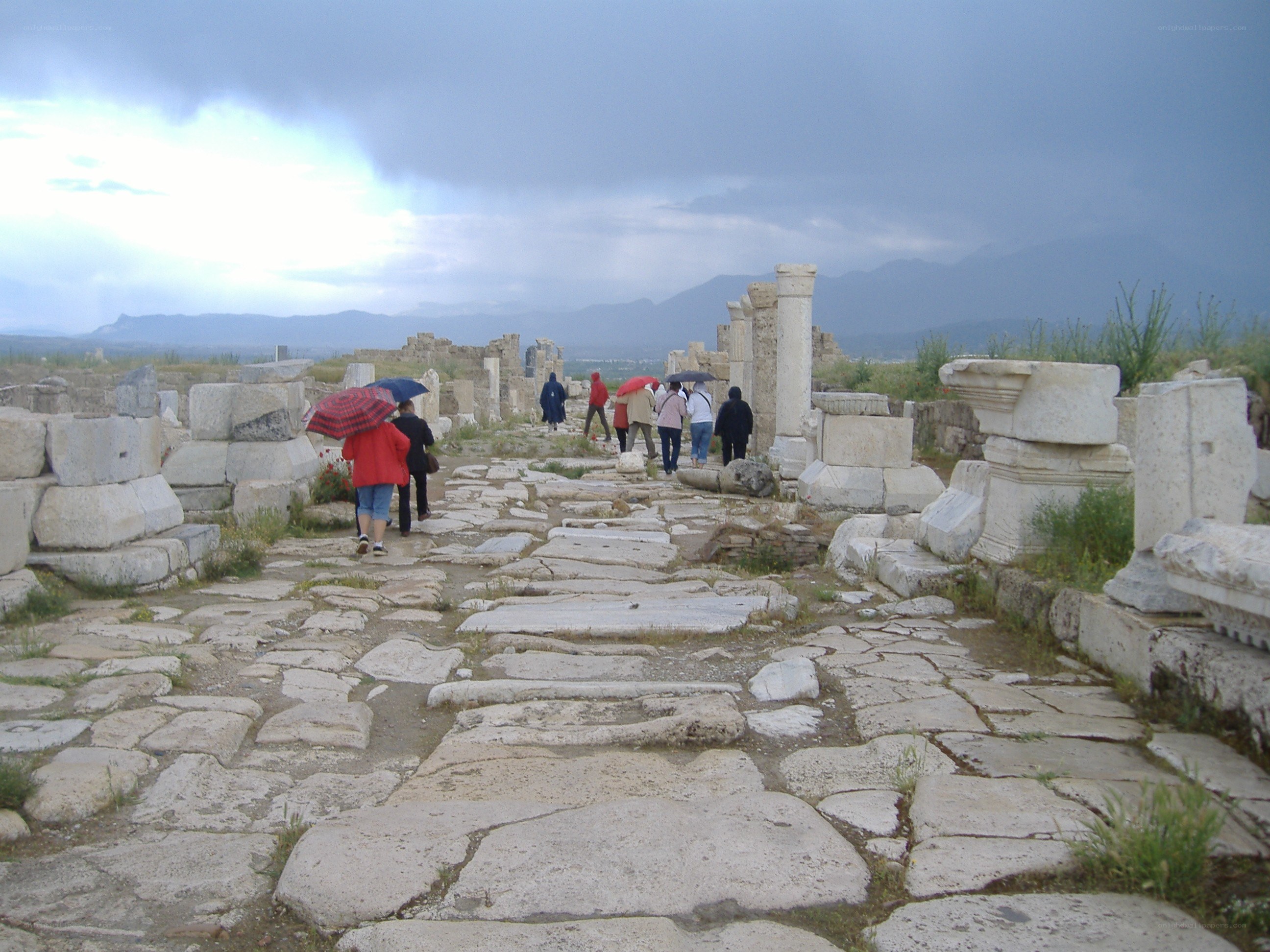 Tourists at ancient ruins