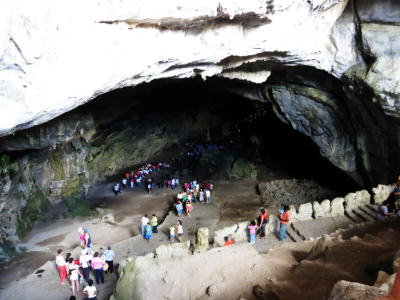 Tourists in a large cave