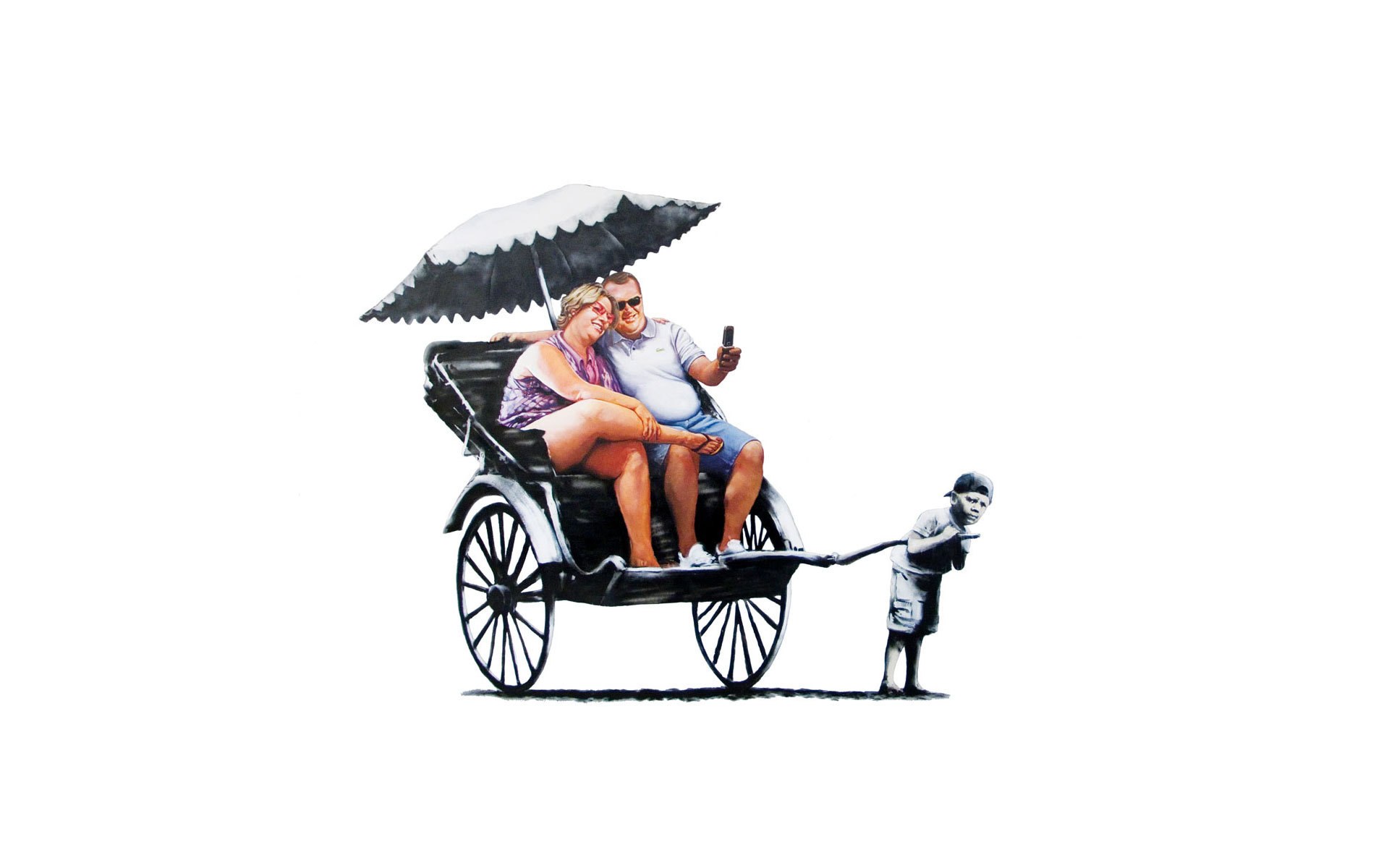 Tourists in a rickshaw